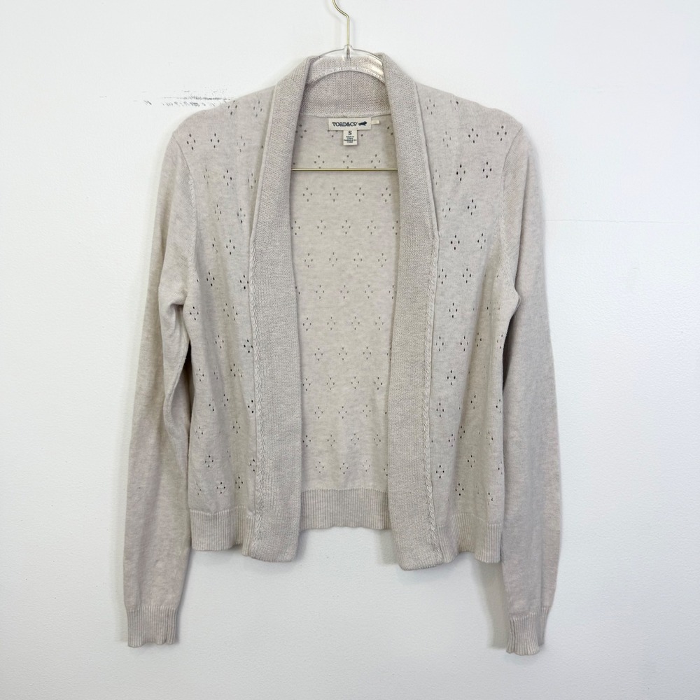 Toad & Co Organic Cotton Pointelle Open Front Cardigan Size Small